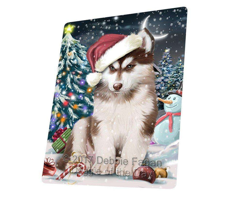 Have a Holly Jolly Christmas Husky Dog in Holiday Background Tempered Cutting Board D105 (Small)