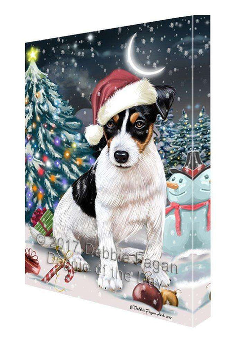 Have a Holly Jolly Christmas Jack Russell Dog in Holiday Background Canvas Wall Art D059