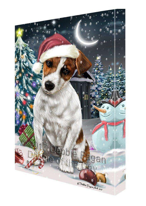 Have a Holly Jolly Christmas Jack Russell Dog in Holiday Background Canvas Wall Art D060