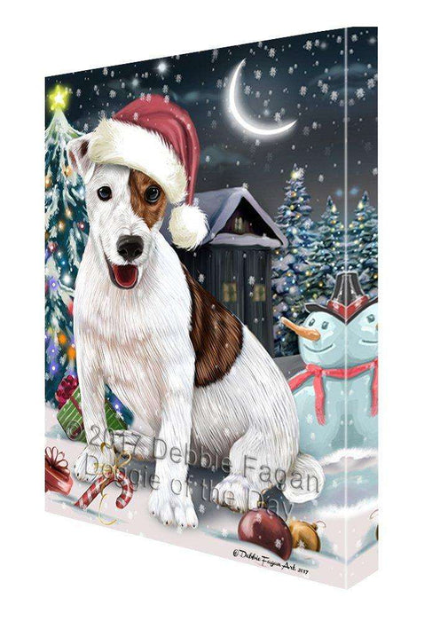 Have a Holly Jolly Christmas Jack Russell Dog in Holiday Background Canvas Wall Art D061