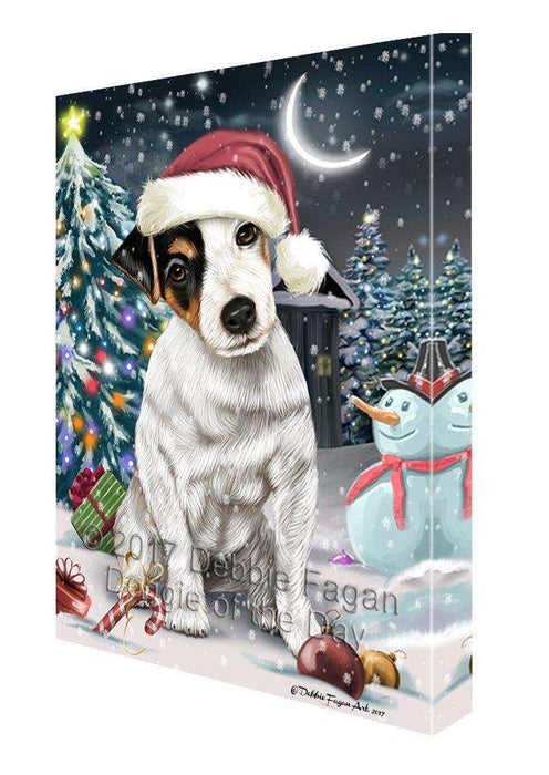 Have a Holly Jolly Christmas Jack Russell Dog in Holiday Background Canvas Wall Art D062