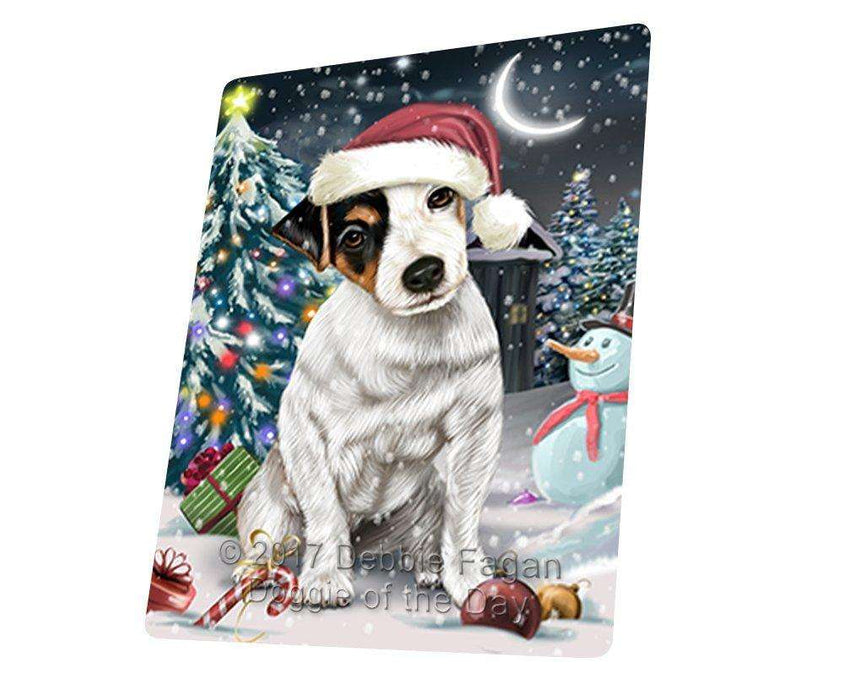 Have a Holly Jolly Christmas Jack Russell Dog in Holiday Background Large Refrigerator / Dishwasher Magnet D080