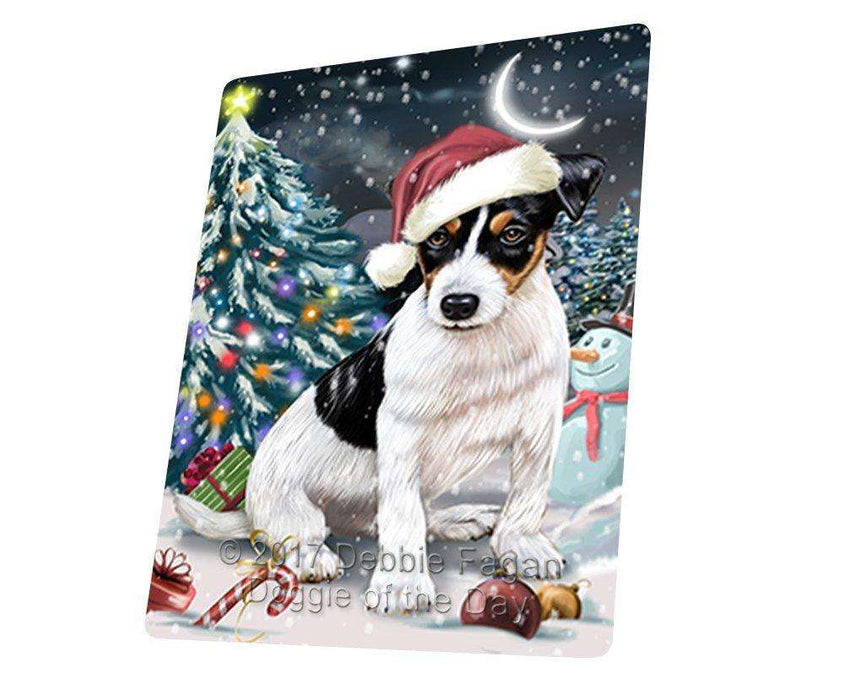 Have a Holly Jolly Christmas Jack Russell Dog in Holiday Background Tempered Cutting Board D077