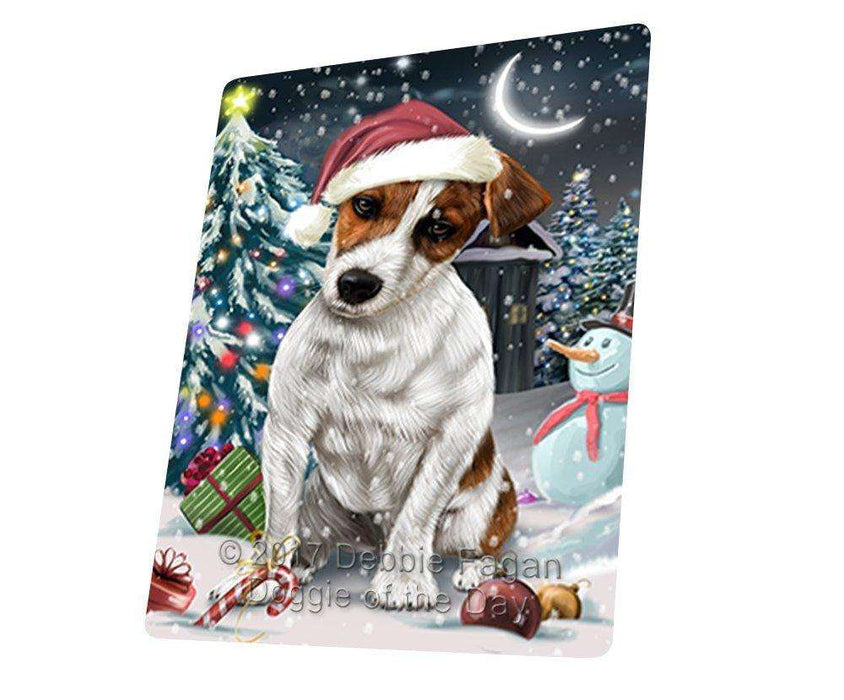 Have a Holly Jolly Christmas Jack Russell Dog in Holiday Background Tempered Cutting Board D078
