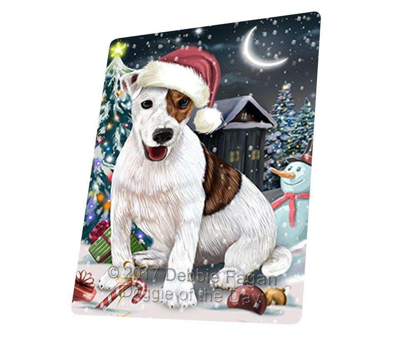Have a Holly Jolly Christmas Jack Russell Dog in Holiday Background Tempered Cutting Board D079