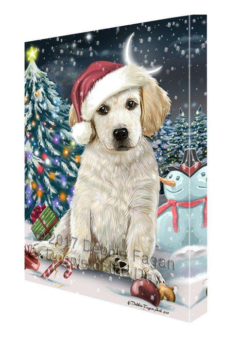Have a Holly Jolly Christmas Labrador Dog in Holiday Background Canvas Wall Art D063