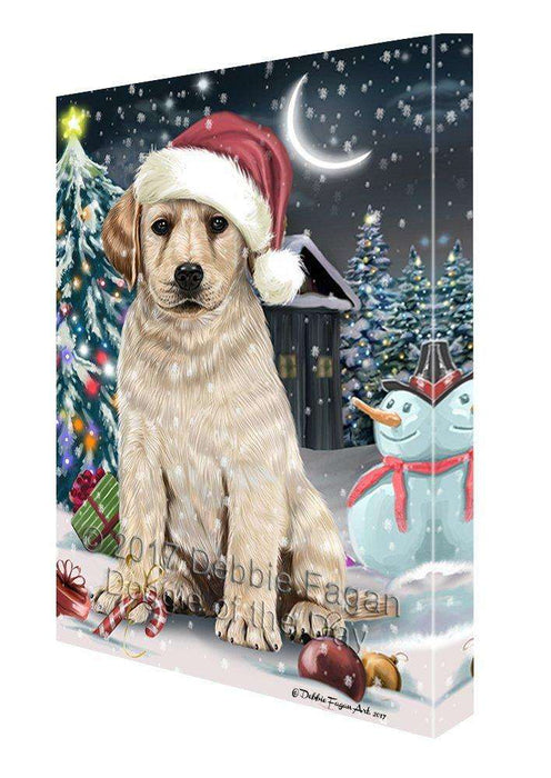 Have a Holly Jolly Christmas Labrador Dog in Holiday Background Canvas Wall Art D065