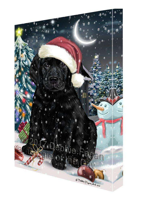 Have a Holly Jolly Christmas Labrador Dog in Holiday Background Canvas Wall Art D066