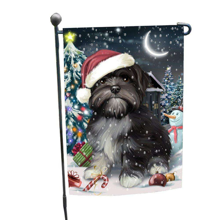 Have a Holly Jolly Christmas Lhasa Apso Dog in Holiday Background Garden Flag D184