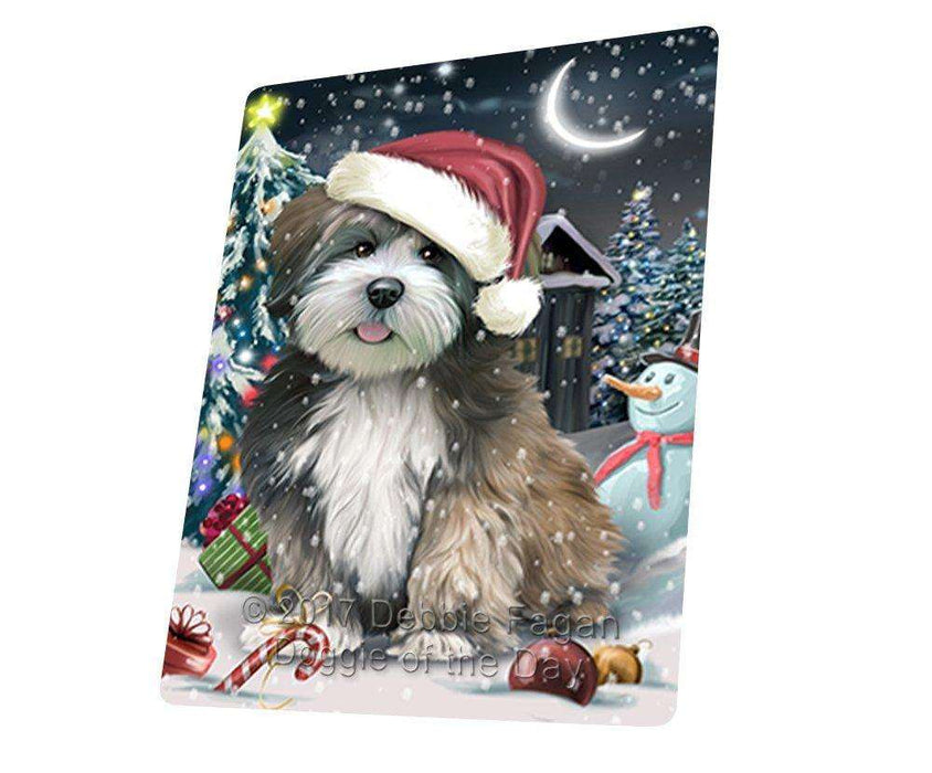 Have a Holly Jolly Christmas Lhasa Apso Dog in Holiday Background Large Refrigerator / Dishwasher Magnet D183