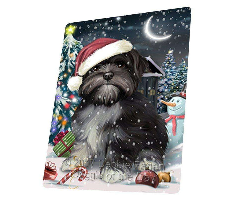 Have a Holly Jolly Christmas Lhasa Apso Dog in Holiday Background Large Refrigerator / Dishwasher Magnet D184
