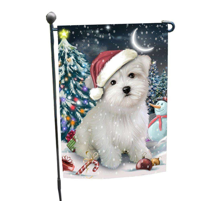 Have a Holly Jolly Christmas Maltese Dog in Holiday Background Garden Flag D186