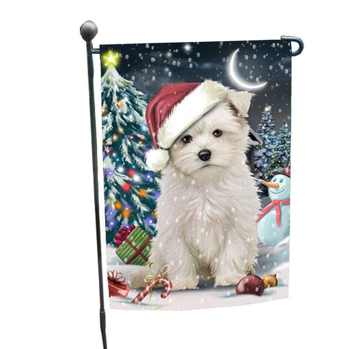 Have a Holly Jolly Christmas Maltese Dog in Holiday Background Garden Flag D187