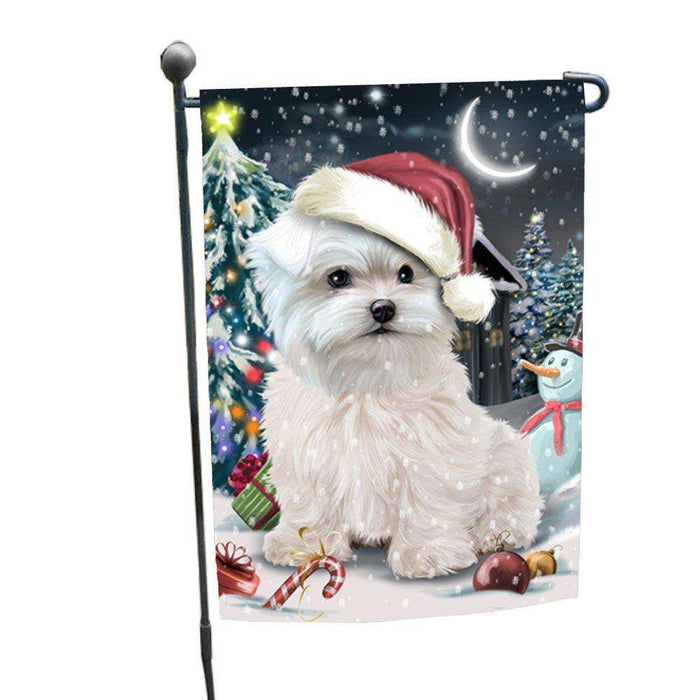 Have a Holly Jolly Christmas Maltese Dog in Holiday Background Garden Flag D188