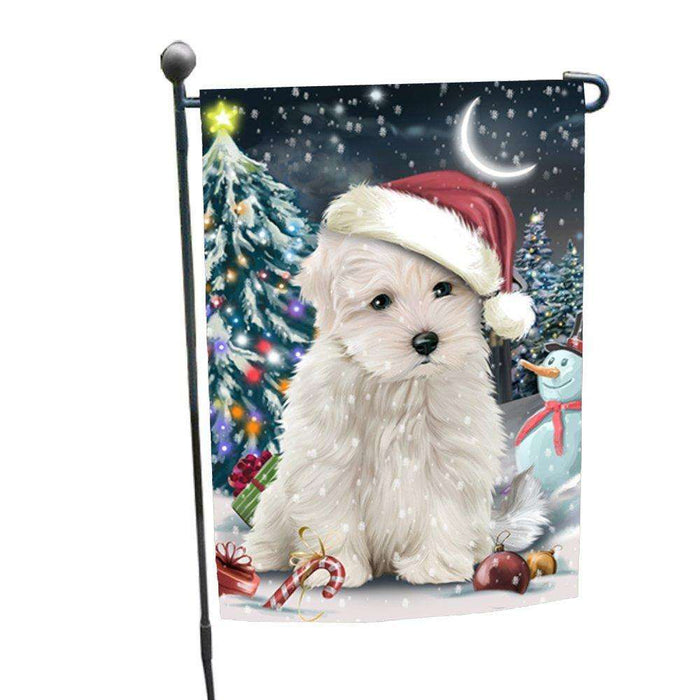 Have a Holly Jolly Christmas Maltese Dog in Holiday Background Garden Flag D189