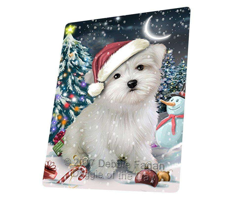 Have a Holly Jolly Christmas Maltese Dog in Holiday Background Tempered Cutting Board D186