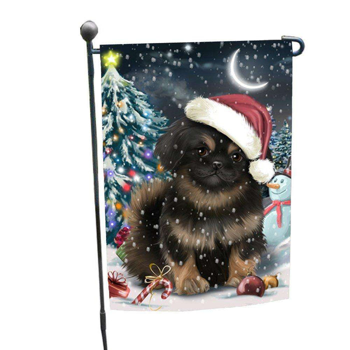 Have a Holly Jolly Christmas Pekingese Dog in Holiday Background Garden Flag D196