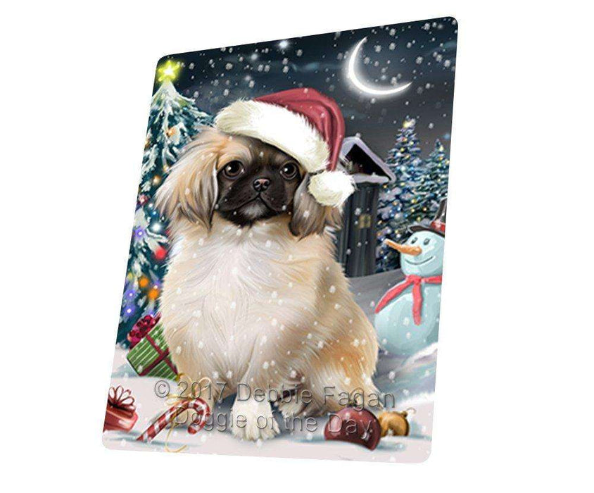 Have a Holly Jolly Christmas Pekingese Dog in Holiday Background Large Refrigerator / Dishwasher Magnet D197