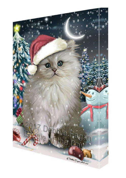 Have a Holly Jolly Christmas Persian Cat in Holiday Background Canvas Wall Art D198