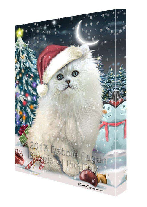 Have a Holly Jolly Christmas Persian Cat in Holiday Background Canvas Wall Art D199