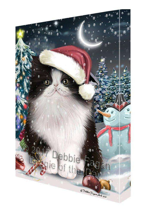 Have a Holly Jolly Christmas Persian Cat in Holiday Background Canvas Wall Art D200