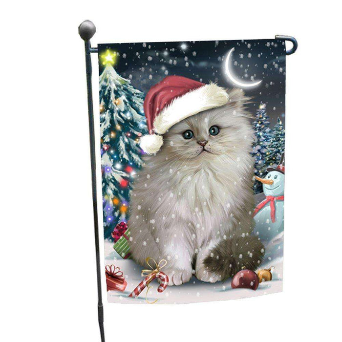 Have a Holly Jolly Christmas Persian Cat in Holiday Background Garden Flag D198