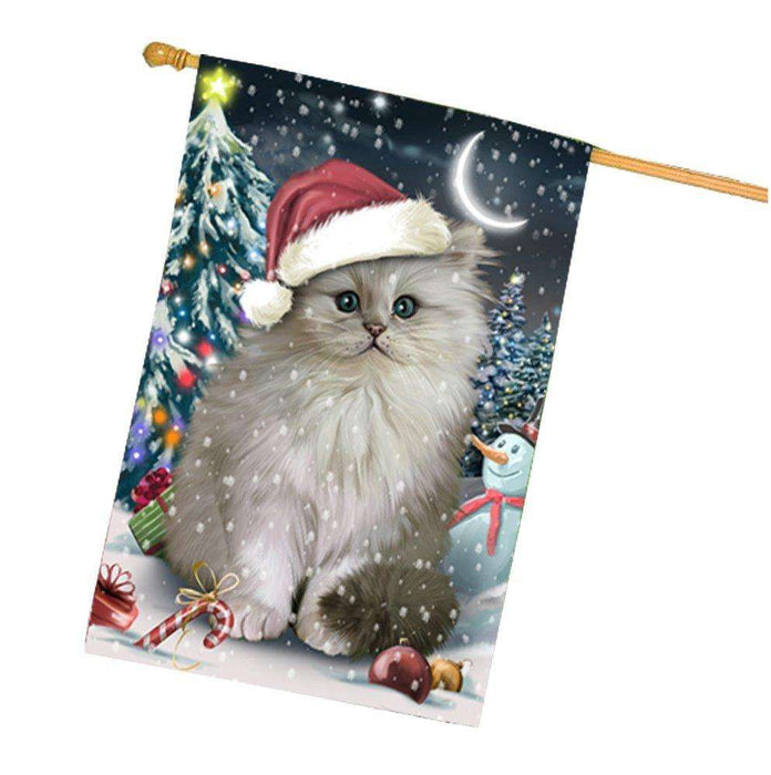 Have a Holly Jolly Christmas Persian Cat in Holiday Background House Flag HF451