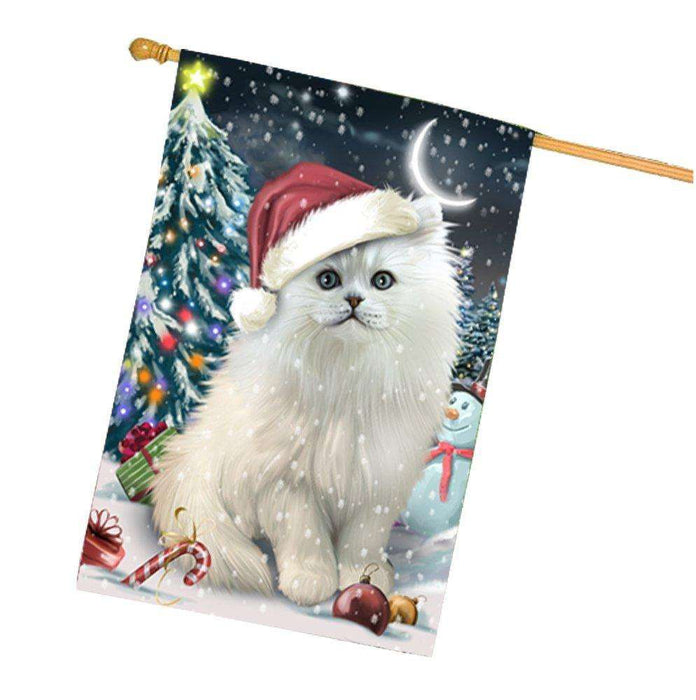 Have a Holly Jolly Christmas Persian Cat in Holiday Background House Flag HF452