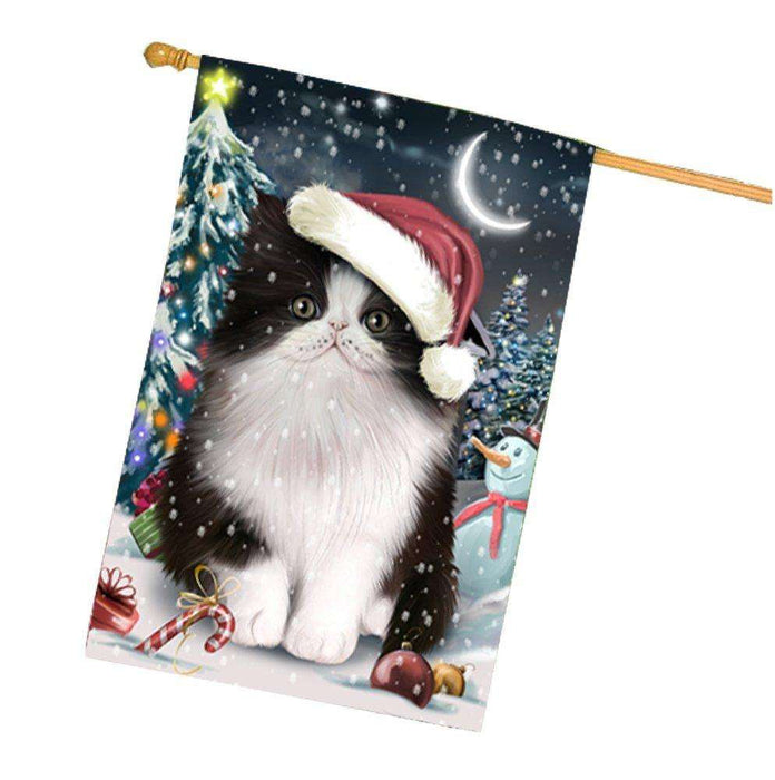 Have a Holly Jolly Christmas Persian Cat in Holiday Background House Flag HF453
