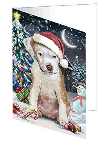 Have a Holly Jolly Christmas Pit Bull Dog in Holiday Background Handmade Artwork Assorted Pets Greeting Cards and Note Cards with Envelopes for All Occasions and Holiday Seasons D251