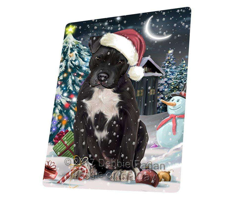Have a Holly Jolly Christmas Pit Bull Dog in Holiday Background Large Refrigerator / Dishwasher Magnet D107