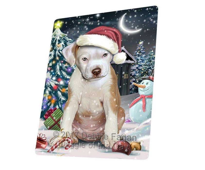 Have a Holly Jolly Christmas Pit Bull Dog in Holiday Background Tempered Cutting Board D106 (Small)