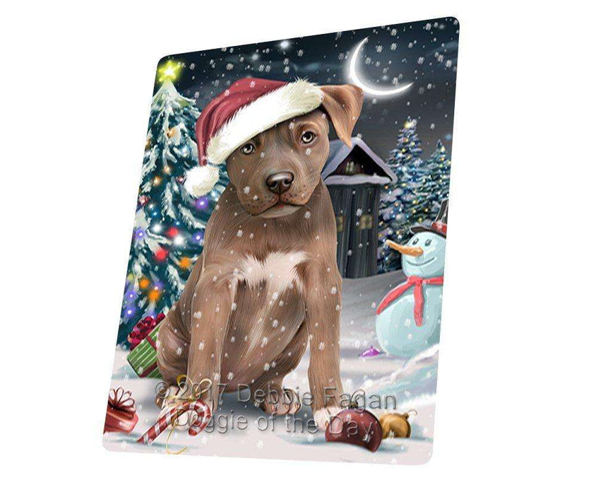 Have a Holly Jolly Christmas Pit Bull Dog in Holiday Background Tempered Cutting Board D109
