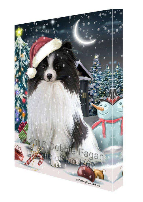 Have a Holly Jolly Christmas Pomeranians Dog in Holiday Background Canvas Wall Art D203