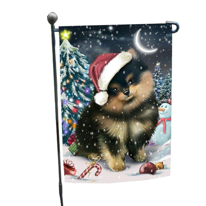 Have a Holly Jolly Christmas Pomeranians Dog in Holiday Background Garden Flag D202
