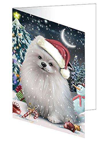 Have a Holly Jolly Christmas Pomeranians Dog in Holiday Background Handmade Artwork Assorted Pets Greeting Cards and Note Cards with Envelopes for All Occasions and Holiday Seasons D306