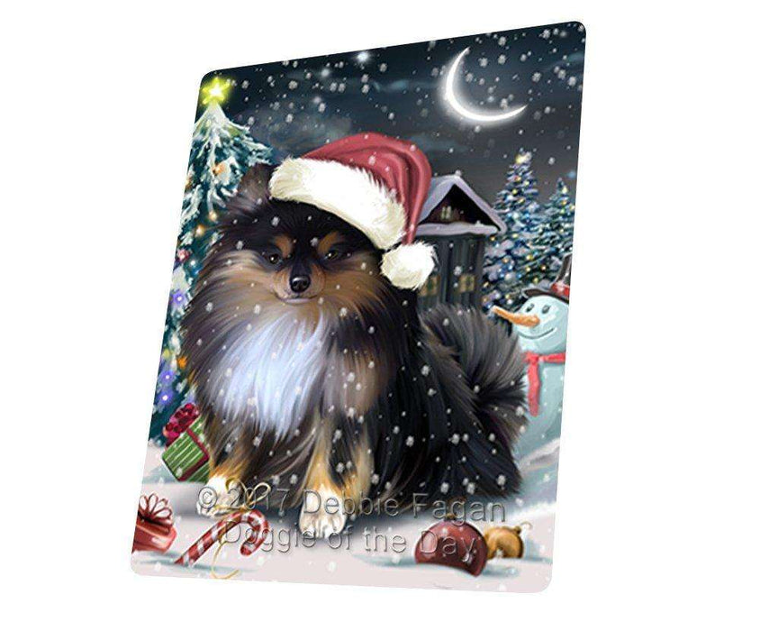 Have a Holly Jolly Christmas Pomeranians Dog in Holiday Background Tempered Cutting Board D204