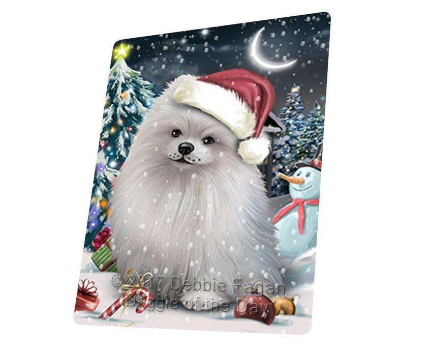 Have a Holly Jolly Christmas Pomeranians Dog in Holiday Background Tempered Cutting Board D205