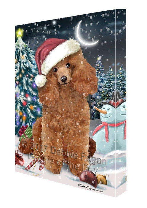 Have a Holly Jolly Christmas Poodles Dog in Holiday Background Canvas Wall Art D110