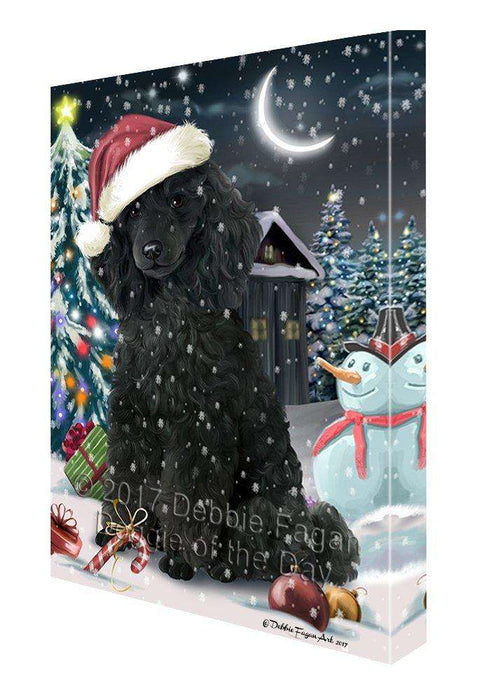 Have a Holly Jolly Christmas Poodles Dog in Holiday Background Canvas Wall Art D111