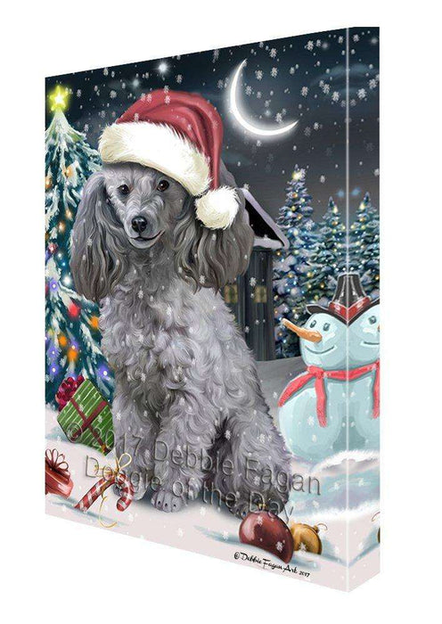 Have a Holly Jolly Christmas Poodles Dog in Holiday Background Canvas Wall Art D112