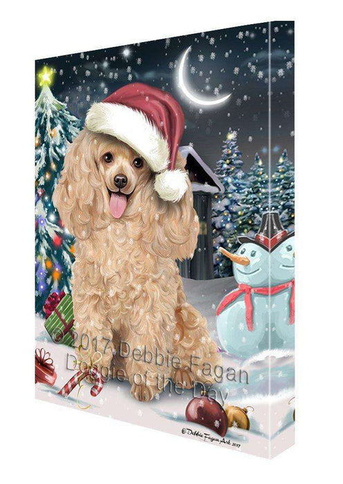 Have a Holly Jolly Christmas Poodles Dog in Holiday Background Canvas Wall Art D113