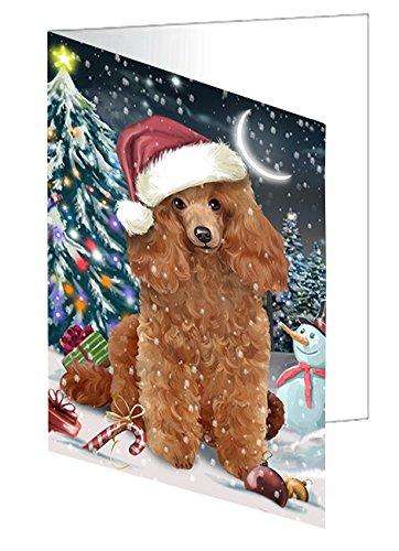 Have a Holly Jolly Christmas Poodles Dog in Holiday Background Handmade Artwork Assorted Pets Greeting Cards and Note Cards with Envelopes for All Occasions and Holiday Seasons D255