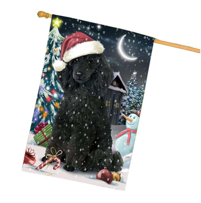 Have a Holly Jolly Christmas Poodles Dog in Holiday Background House Flag
