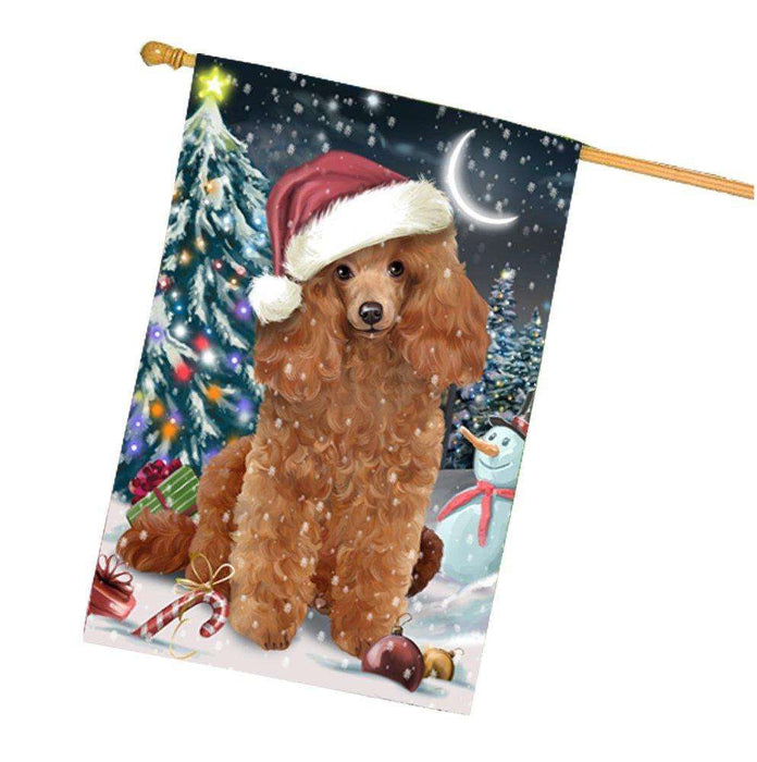 Have a Holly Jolly Christmas Poodles Dog in Holiday Background House Flag