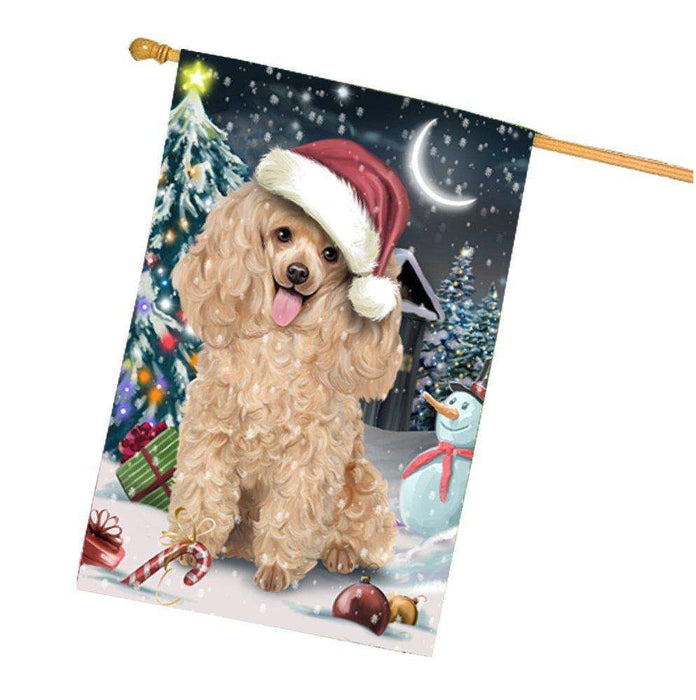 Have a Holly Jolly Christmas Poodles Dog in Holiday Background House Flag