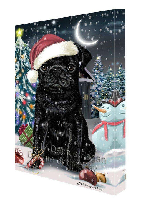 Have a Holly Jolly Christmas Pug Dog in Holiday Background Canvas Wall Art D070