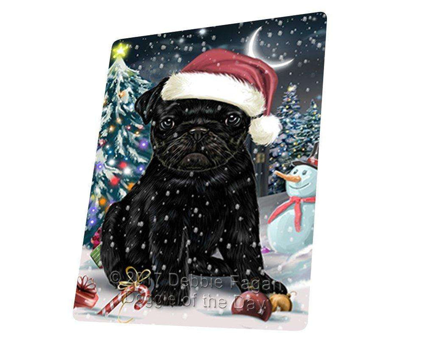 Have a Holly Jolly Christmas Pug Dog in Holiday Background Tempered Cutting Board D086