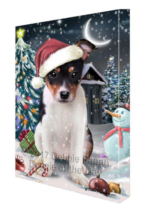 Have a Holly Jolly Christmas Rat-Terriers Dog in Holiday Background Canvas Wall Art D157