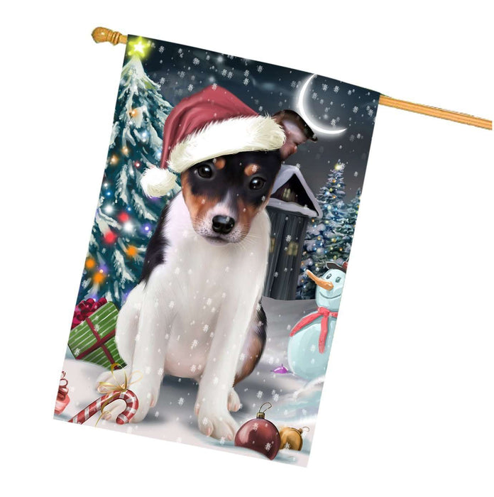 Have a Holly Jolly Christmas Rat-Terriers Dog in Holiday Background House Flag